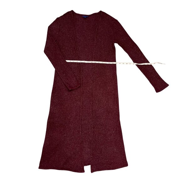 Aeropostale Women's Longline Ribbed Burgundy Open Cardigan Sweater M Cozy Layer - Picture 5 of 12
